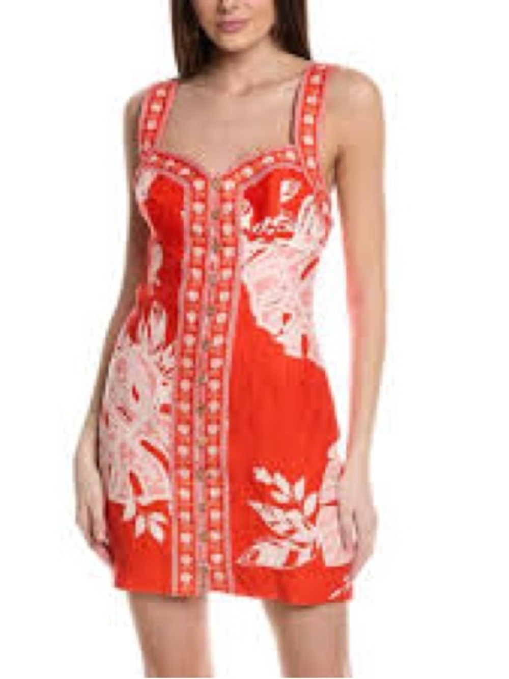 FARM Rio Red Lace Monsteras Button-Front Mini Dress - Picture 5 of 5
